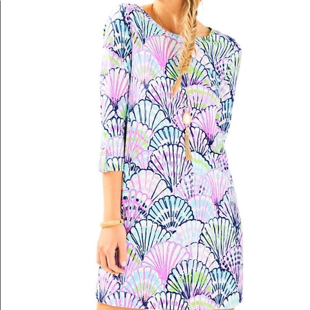 Lilly Pulitzer Linden Dress Purple Shell Print